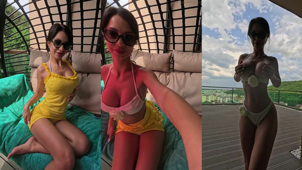 Anisyia outdoors on the terrace, full neighbours view (2025 | SD)