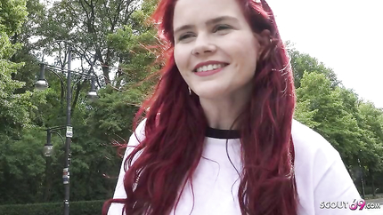 German Scout - Redhead Football Fan Mia May Pickup for Anal Fuck at Viewing (2025 | SD)