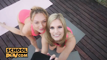 POV - Horny blonde students Candee Licious and Isabella de Laa seduce you (2025 | SD)