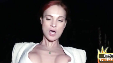 Kessie Shy - Public amateur redhead skinny MILF fucked outdoor in POV (2025 | SD)