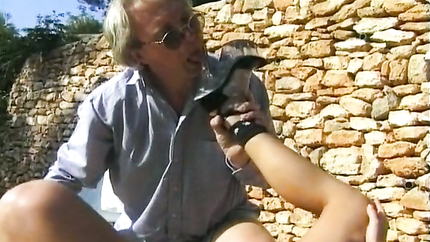 Sexy blonde babe from Germany gets her holes licked by an old dude (2025 | SD)