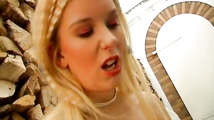 Stunning German blonde pleasing a hard cock with her feet and tight pussy (2025 | SD)