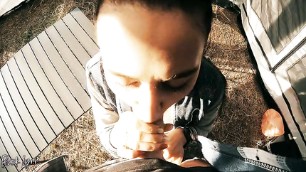 Cheating Tourist Sucked Stranger in a Tent for Help - Mouthful of Cum and Oral Creampie - Black Lynn (2025 | SD)