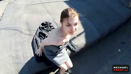 Public Tit Flashing - Full Eye Contact Blowjob and Cum Walk on Tits (2026 | SD)