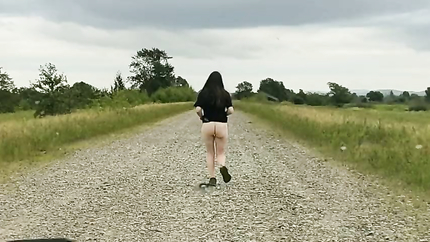 She runs with a bare butt, shows her holes and goes out on the road without panties. Who lost his wife? (2026 | SD)