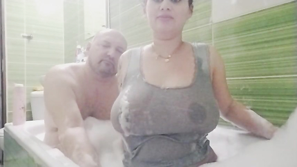 Sexy ass big tits wet pantyhose and shirt touched in the bath (2026 | SD)