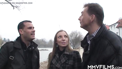 Morgan Moon, Dries Breyne - Stunning Czech babe is picked up on the street for threesome (2026 | SD)
