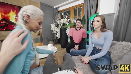 Veronica Leal, Stacy Cruz, Charlie Dean, Falco White - SWAP4K. A Sunday walk ended up as having a hot girl with in our bed, it was her first threesome (2026 | SD)