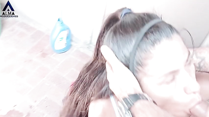 horny colombian maid gives me cum in the backyard (2026 | SD)