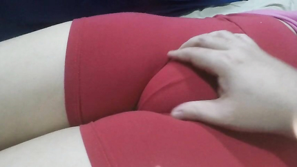 Teen tight pussy in a short leggings with a big package to squeeze. (2026 | SD)