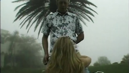Gorgeous blonde teen wearing sexy red dress rides a hard firm pole on beach bed (2026 | SD)