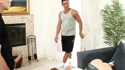 Trinity Post, Billy Glide, Dave Hardman - Dude fucks hot redhead slut doggy-style while second dude fucks her mouth (2026 | SD)