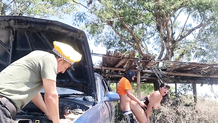 While the taxi driver fixes the car, the beautiful stepmother fucks her stepson. (2026 | SD)