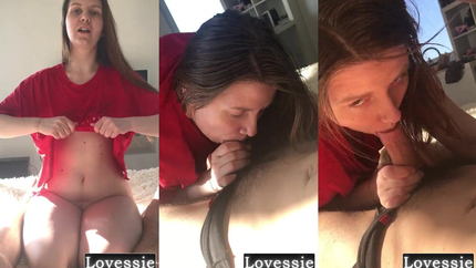 First-person POV of a deep blowjob at home with a beautiful, long-haired MILF who swallows cum - Lovessie (2026 | SD)