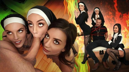 Natalie Brooks, Selena Love, Fiona Frost - Three Horny Nuns Fuck the Devil Out of Him (2025 | FullHD)